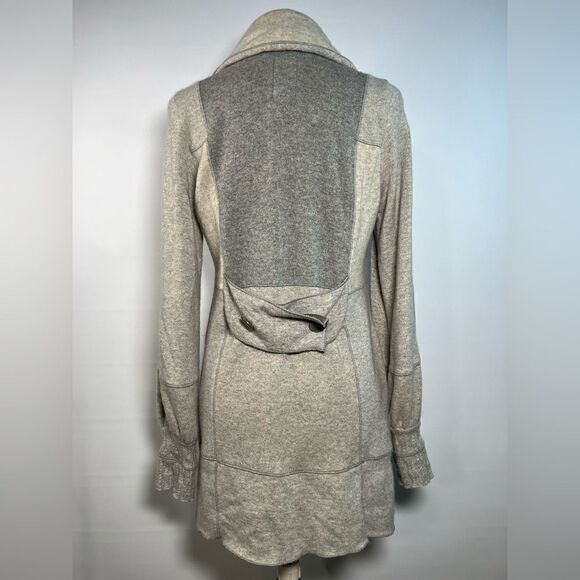 Burning Torch Womens Recycled Cashmere Light Grey Patchwork Collared Cardigan M - Picture 4 of 9